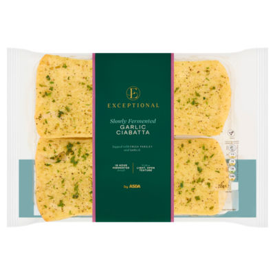 Exceptional by ASDA Exceptional by  Slowly Fermented Garlic Ciabatta 255g