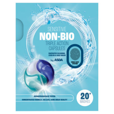 ASDA Sensitive Non-Bio Triple Action Capsules 20 Washes