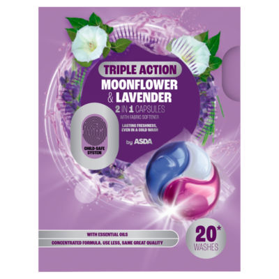ASDA Moonflower & Lavender 2 in 1 Triple Action Capsules 20 Washes