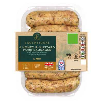 Exceptional by ASDA 6 Honey & Mustard Pork Sausages 400g