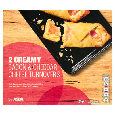 ASDA 2 Creamy Bacon & Cheddar Cheese Turnovers 204g