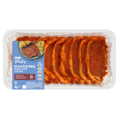 SUMMER GRILL by ASDA Summer Grill by  10 Maple BBQ Pork Loin Sizzle Steaks 1kg