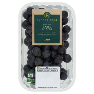 Exceptional by ASDA Exceptional by  Seedless Sable Grapes 400g
