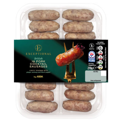 Exceptional by ASDA 18 British Pork Cocktail Sausages 270g