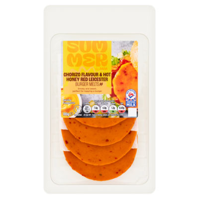 ASDA Summer Chorizo Flavour & Hot Honey Red Leicester Burger Melts 100g