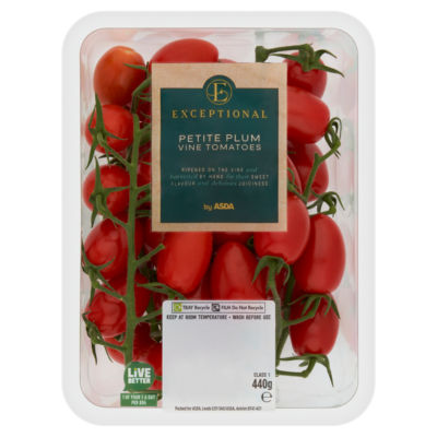Exceptional by ASDA Exceptional by  Petite Plum Vine Tomatoes 440g