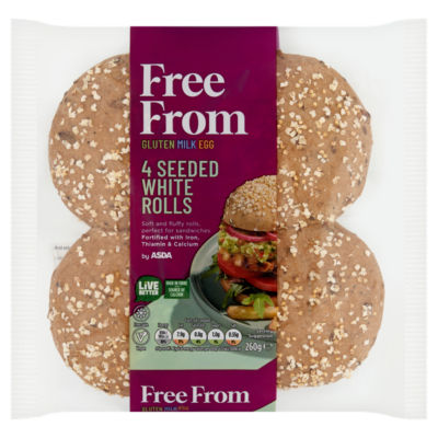 Free From by ASDA Free From by  4 Seeded White Rolls 260g