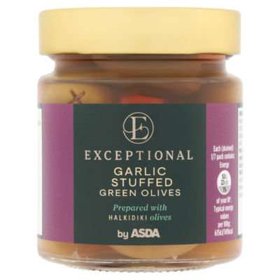 Exceptional by ASDA Garlic Stuffed Green Olives 195g