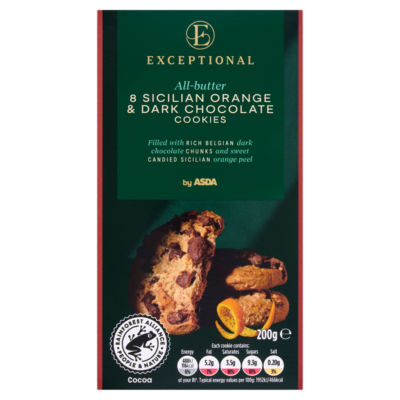 Exceptional by ASDA All-Butter 8 Sicilian Orange & Dark Chocolate Cookies 200g