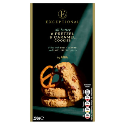 Exceptional by ASDA 8 All-Butter Pretzel & Caramel Cookies 200g