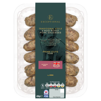 Exceptional by ASDA 6 Traditional Style Hog Roast Pork Sausages 450g
