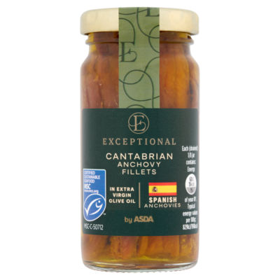 ASDA Exceptional by  Cantabrian Anchovy Fillets in Extra Virgin Olive Oil 100g
