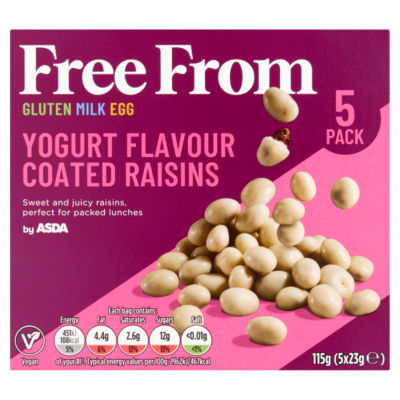 Free From by ASDA Yogurt Flavour Coated Raisins 5 x 23g (115g)
