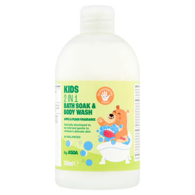 ASDA Kids 2 in 1 Apple & Peach Fragrance Bath Soak & Body Wash 500ml