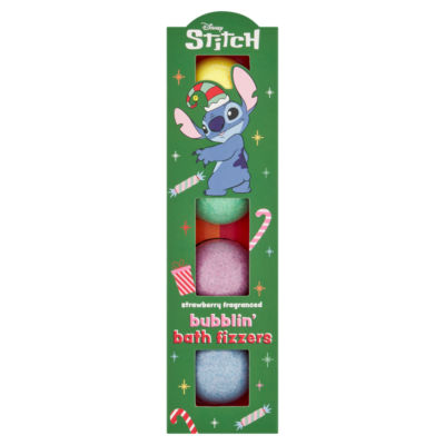 Disney Stitch Strawberry Fragranced Bubblin Bath Fizzers 4 x 20g