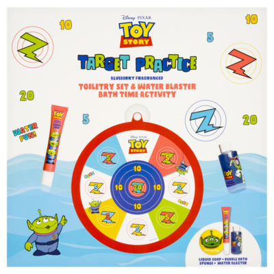 Disney Pixar Toy Story Blueberry Fragranced Toiletry Set & Water Blaster Bath Time Activity