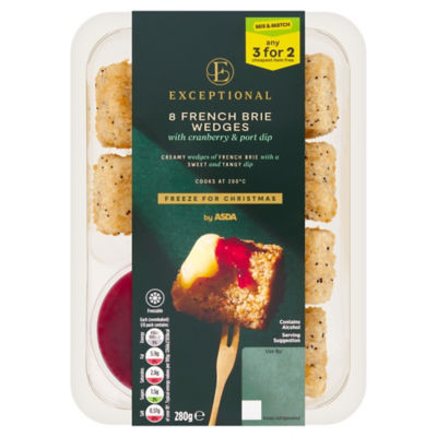 Exceptional by ASDA 8 French Brie Wedges with Cranberry & Port Dip 280g
