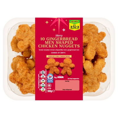 ASDA Merry 10 Gingerbread Men Shaped Chicken Nuggets 300g