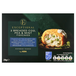 Exceptional by ASDA 2 Breaded Cod, Pea & Mint Fishcakes 270g