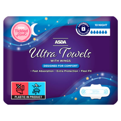 ASDA 10 Night Ultra Towels with Wings