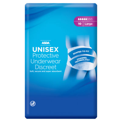 ASDA UNISEX Discreet Underwear Incontinence Pants  Pants Large