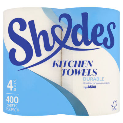 ASDA Shades Shades by 4 Durable Kitchen Towels Rolls
