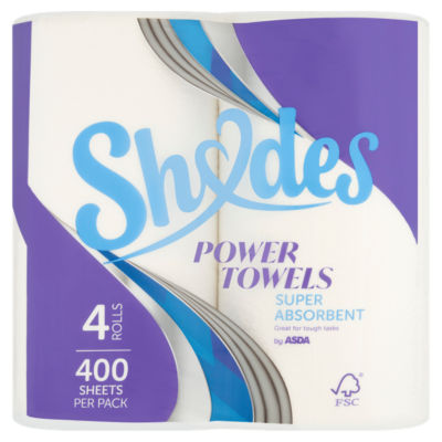 ASDA Shades Shades by 4 Super Absorbent Power Towels Rolls
