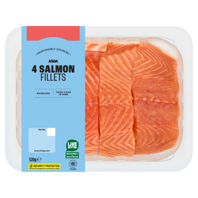 ASDA 4 Boneless Salmon Fillets 520g