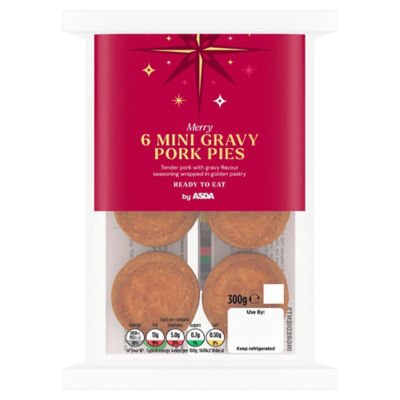 ASDA Merry 6 Mini Gravy Pork Pies 300g - ASDA Groceries