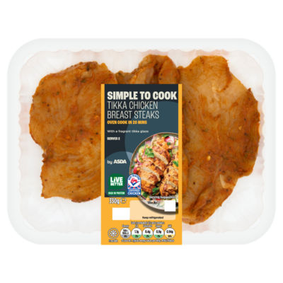 Summer Grill by ASDA Simple to Cook Tikka Chicken Breast Steaks 330g
