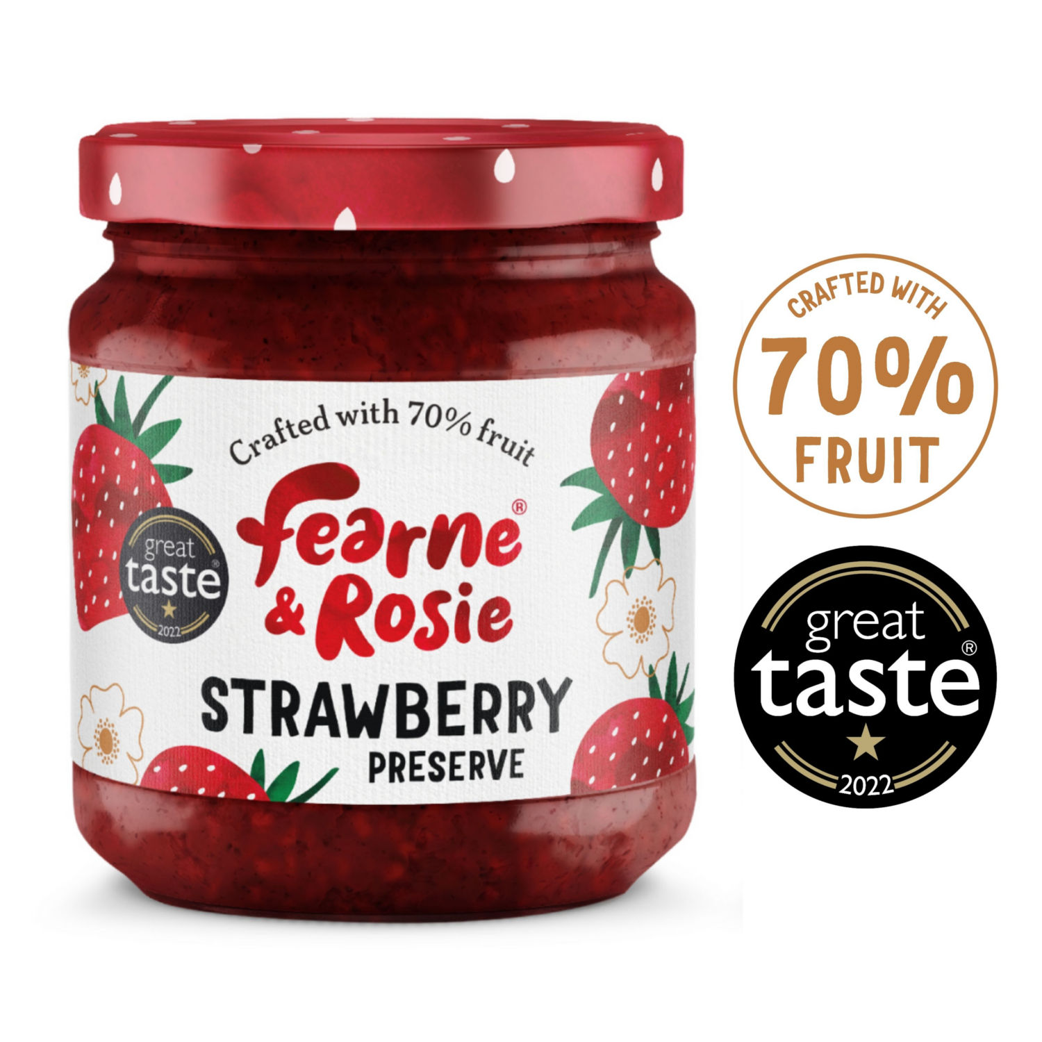 Fearne & Rosie Strawberry Jam 70% Fruit Reduced Sugar 310g