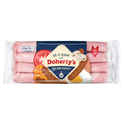 Dohertys Thin Pork Sausages 454g