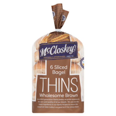 McCloskeys 6 Sliced Bagel Thins Wholesome Brown 6 x 55g (330g)