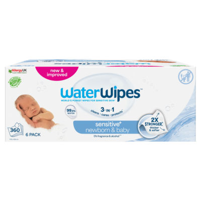 WaterWipes Sensitive Biodegradable Baby Wipes 6X60 Pack