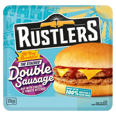 Rustlers Double Sausage Bap with Cheese & Tomato Ketchup 178g