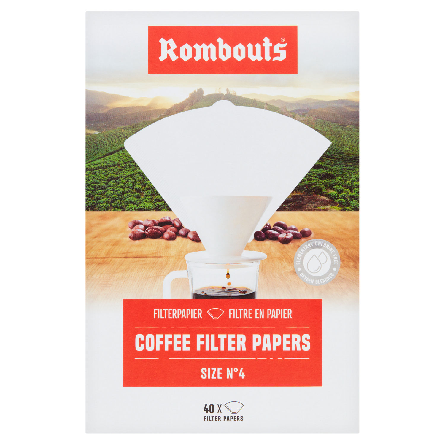 Rombouts 40 Coffee Filter Papers Size No. 4