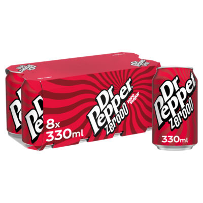 Taste the Zero Sugar Delight Dr Pepper Zero, 8 Cans of 330ml Soda Pop - Image 5