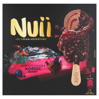 Nuii Dark Chocolate & Berry Ice Cream Sticks 3X90ml