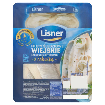 Lisner Marinated Herring Skinless Fillets with Marinated Onion and Rapeseed Oil 450g