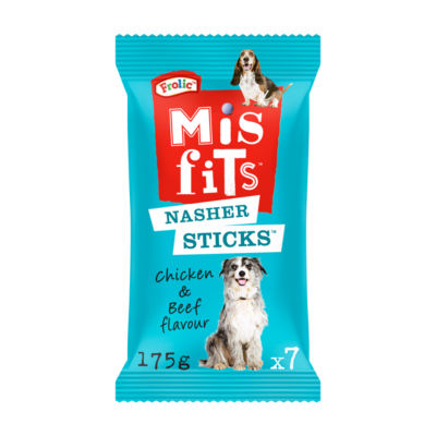 Misfits Nasher Sticks Dog Treats With Chicken And Beef For Medium Breeds 7 Pack 175G