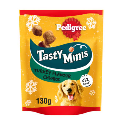 Pedigree Tasty Minis Christmas Dog Treats Chewy Cubes with Turkey 130g