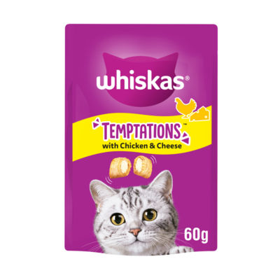 Whiskas Temptations Cat Treats with Chicken & Cheese 60g