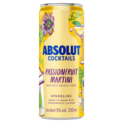 Absolut Pre-Mixed Sparkling Passionfruit Martini Vodka Drink 250ml