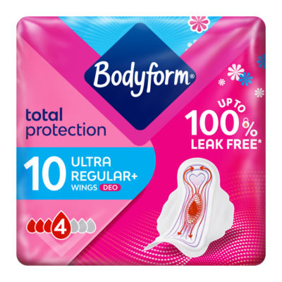 Bodyform Cour-V Ultra Normal Scented Sanitary Towels Wings 10 pack