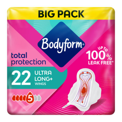 Bodyform Total Protection Ultra Long Sanitary Towels Wings 22 pack