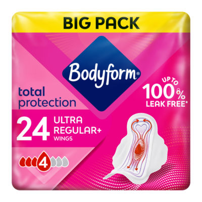Bodyform Total Protection Ultra Normal Sanitary Towels Wings 24 pack