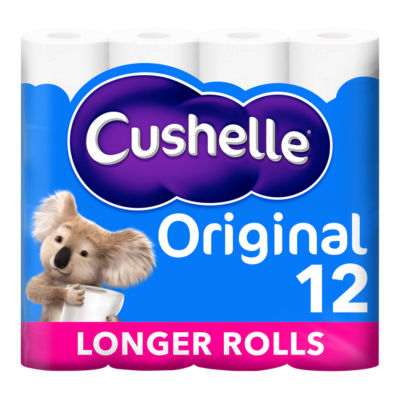 Cushelle Original Toilet Roll 12 Longer Rolls 50% More Sheets