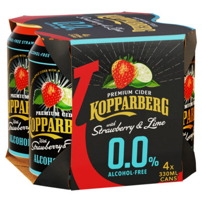 Kopparberg Alcohol-Free Strawberry & Lime Premium Fruit Cider 4 X 330Ml