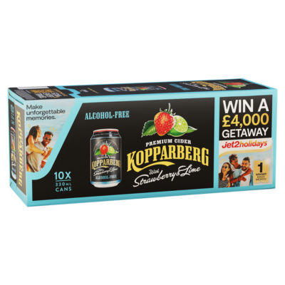Kopparberg 0% Alcohol-Free Premium Cider with Strawberry & Lime 10 x 330ml