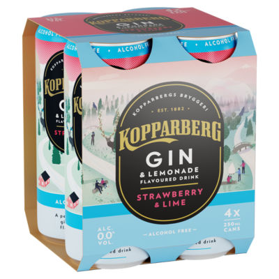 Kopparberg Strawberry & Lime Alcohol Free Gin & Lemonade Can 4x250ml